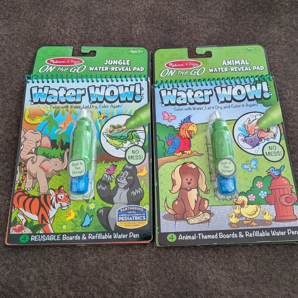 Melissa & Doug Water Wow On the Go Jungle & Animal Water Reveal Pads Set of 2